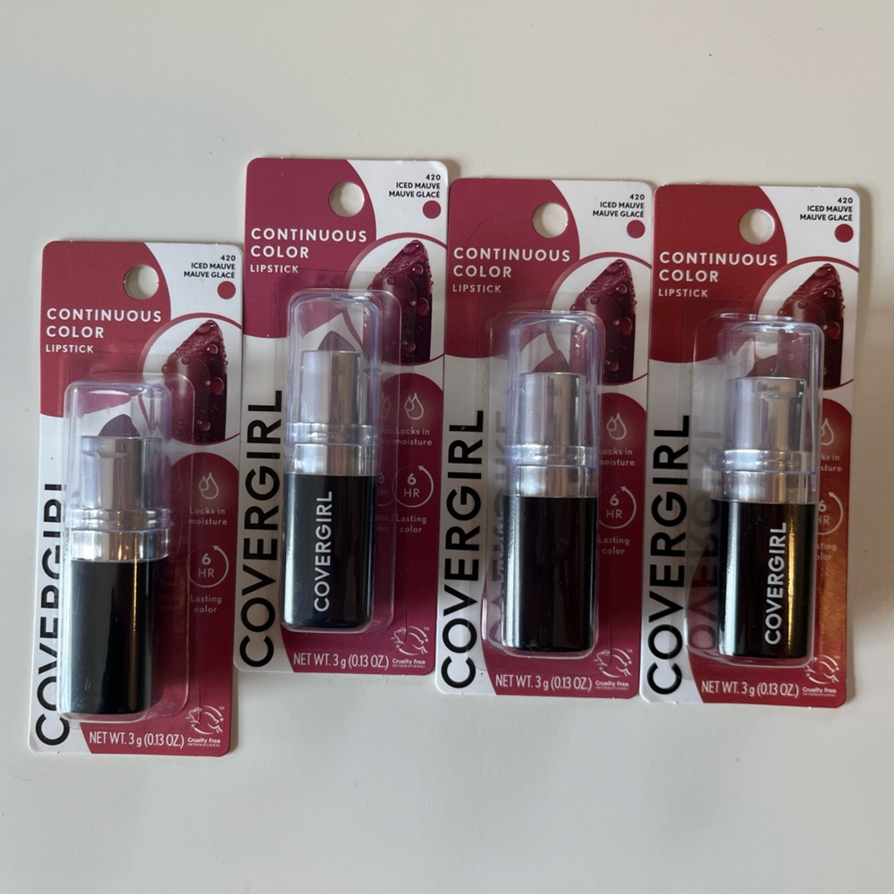 4 New Covergirl Continuous Color Lipstick 420 Iced Mauve